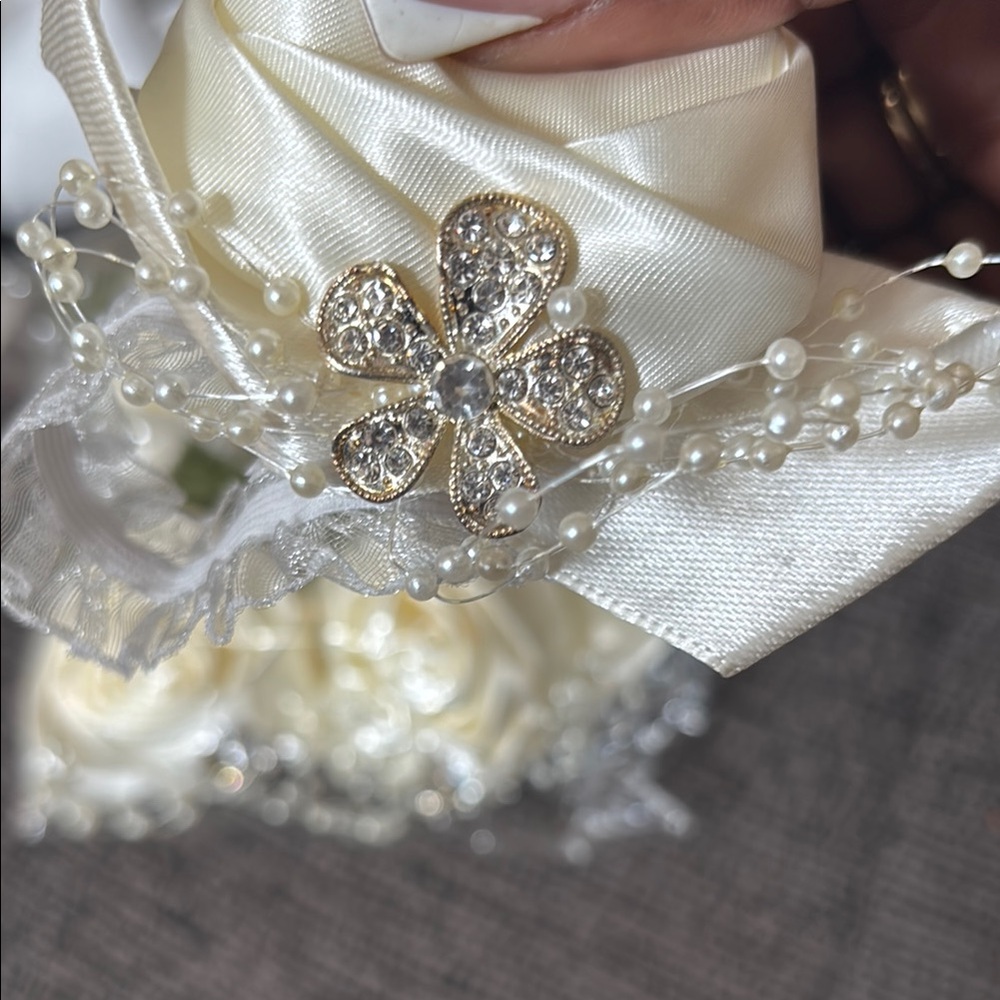 Elegant Cream Satin Rose Corsages (set of 6) - Picture 6 of 6